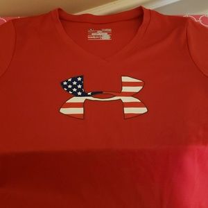 Girls Red Under Armour T-shirt